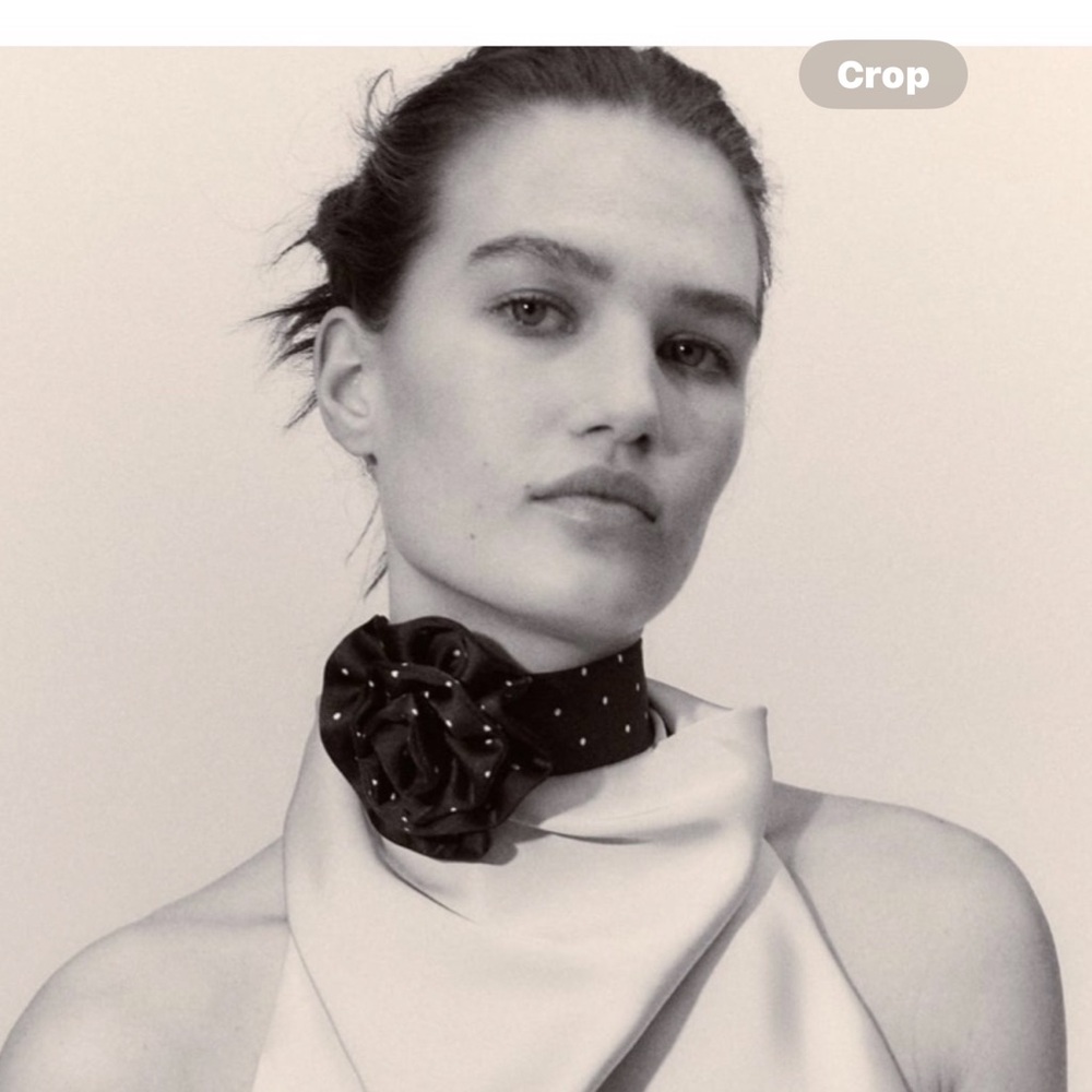 Zara Elegant Black choker with Polka Dots and Flower